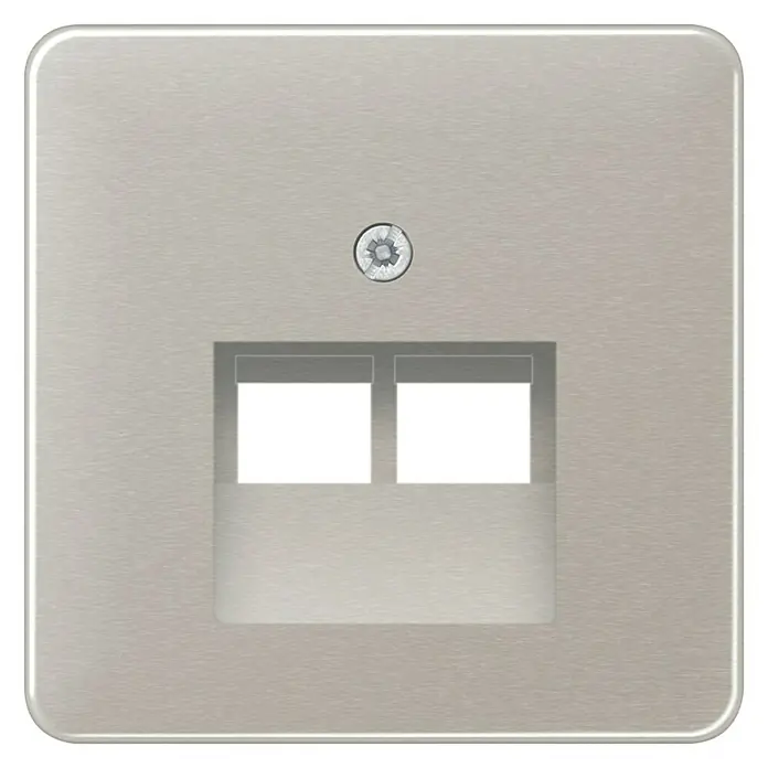 Jung CD 500 UAE-Abdeckung CD569-2UAPT - Platin, Aluminium, IP20 - Netzwerkdose mit zwei Ports und silberner Metallabdeckung für den Anschluss von Ethernet-Kabeln in Büros oder Wohnungen.