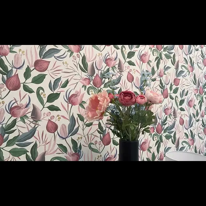A.S. Création Cosmoliving by Cosmopolitan Vliestapete Blüte - Weiß-Grün-Pink, Floral, 10,05 x 0,53 m - COSMOLiving by Cosmopolitan Blumentapete 790625