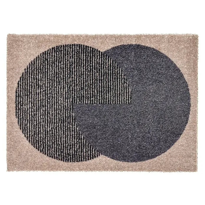 Fußmatte Manhatten - Beige/Anthrazit, 70 x 50 cm, 100 % Polyamid - Moderner Teppich mit geometrischem Design in Beige, Schwarz und Grau. Perfekt für ein stilvolles Zuhause.