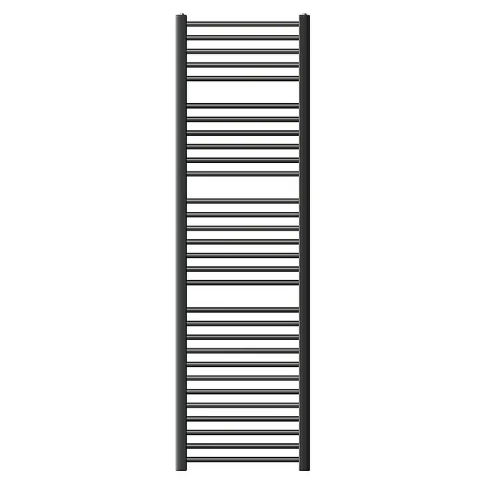 LuxeBath Badheizkörper Design Handtuchheizkörper Handtuchwärmer Seitenanschluss gerade 680 W - B x H: 50 x 180 cm, Anthrazit - Ein grauer Handtuchwärmer mit vielen horizontalen Stangen, ideal für jedes Badezimmer, sorgt für warme Handtücher.