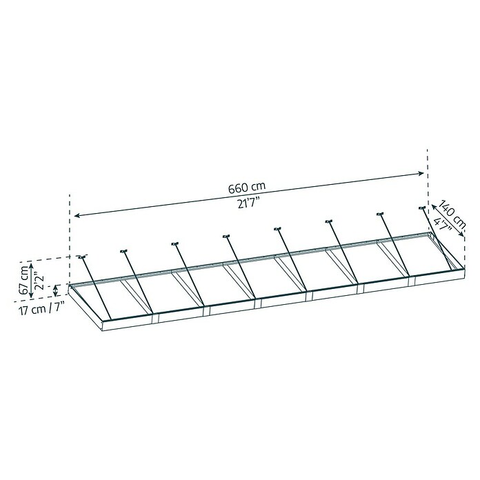 Palram – Canopia Pultvordach Sophia XL (660 x 140 x 17 cm, Anthrazitgrau, Farbe Dach: Klar) | BAUHAUS