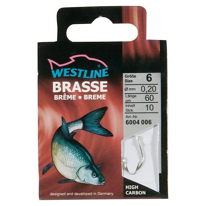 Westline Brassenhaken (Größe: 10, Gebunden, High Carbon-Stahl, 10 Stk., Nickel)