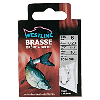 Westline Brassenhaken (Größe: 10, Gebunden, High Carbon-Stahl, 10 Stk., Nickel)