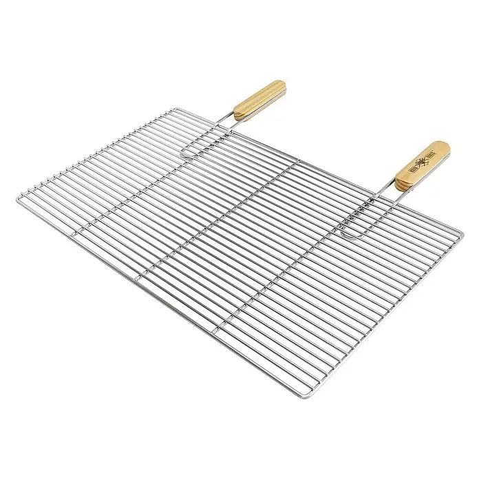 ECD Germany Grillrost 1 x Grillrost Edelstahl mit Griffen - L x B: 67 x 40 cm, Edelstahl, Holz - Grillrost aus Edelstahl mit Holzgriffen, ideal zum Grillen von Speisen im Freien. Das robuste Design sorgt für gleichmäßiges Garen.