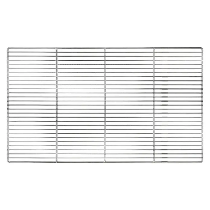 ECD Germany Grillrost 1 x Grillrost Edelstahl mit Griffen - L x B: 67 x 40 cm, Edelstahl, Holz - Ein rechteckiger, silberfarbener Grillrost mit schmalen, horizontalen und vertikalen Streben für gleichmäßiges Grillen.