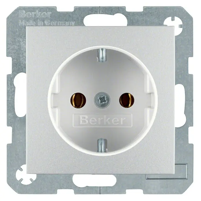 Berker S.1 Steckdose 47431404 - Aluminium, Kunststoff, IP20 - Berker Steckdose in Weiß mit Metalleinfassung, ideal für jede Wand. Das hochwertige Produkt bietet Sicherheit und stilvolles Design für Ihr Zuhause.