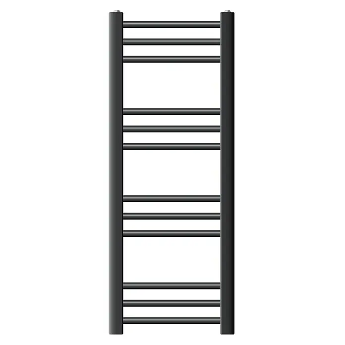LuxeBath Badheizkörper Design Handtuchheizkörper Handtuchwärmer Seitenanschluss gerade 200 W - B x H: 30 x 80 cm, Anthrazit - Ein moderner, anthrazitfarbener Handtuchwärmer mit mehreren horizontalen Stangen, ideal für jedes Badezimmer.