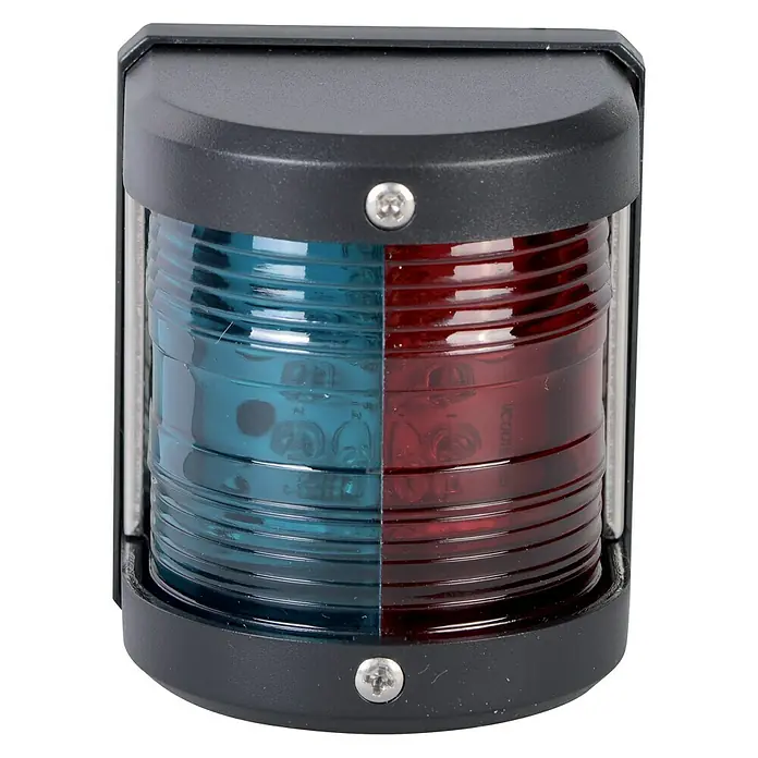 Talamex LED-Zweifarbenlaterne - 55,5 x 64,4 x 75 mm, 12 V, 0,54 W, Schwarz, Lichtfarbe: Mehrfarbig - Navigationslicht für Boote, mit roter und grüner Seite. Ideal für die Sicherheit auf dem Wasser, robust und gut sichtbar.