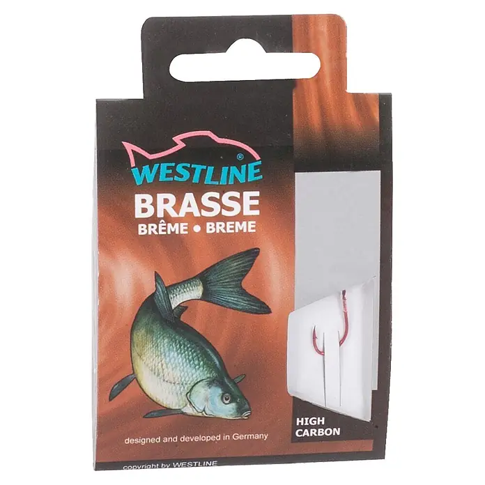 Westline Brassenhaken - Größe: 10, Gebunden, High Carbon-Stahl, 10 Stk., Rot - Eine Packung Westline Brasse Angelhaken aus hochfestem Karbonstahl, ideal zum Brassenfischen.
