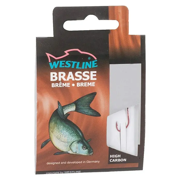 Westline Brassenhaken - Größe: 10, Gebunden, High Carbon-Stahl, 10 Stk., Rot - Eine Packung Westline Brasse Angelhaken aus hochfestem Karbonstahl, ideal zum Brassenfischen.