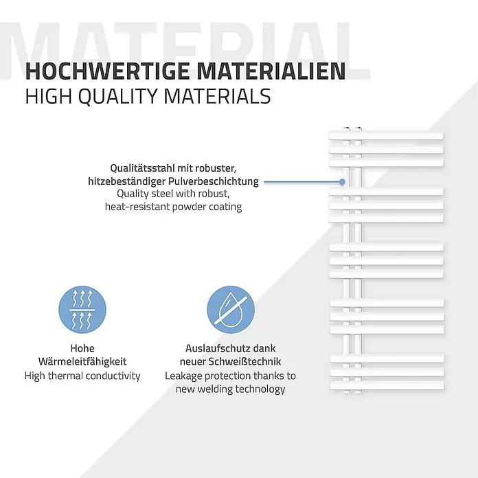 LuxeBath Elektro-Badheizkörper Design Handtuchheizkörper Handtuchwärmer Elektrisch mit Heizstab 900W - B x H: 50 x 120 cm - Hochwertiger Badheizkörper aus Qualitätsstahl mit Pulverbeschichtung, hoher Wärmeleitfähigkeit und Auslaufschutz dank neuer Schweißtechnik.