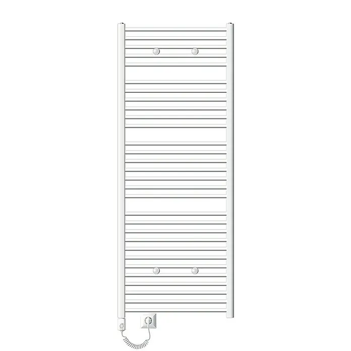 LuxeBath Elektro-Badheizkörper Designheizkörper Sahara Handtuchwärmer Handtuchtrockner - B x H: 75 x 180 cm - Elektrischer Handtuchwärmer in Weiß mit horizontalen Heizstäben und integriertem Netzstecker für Badezimmer.