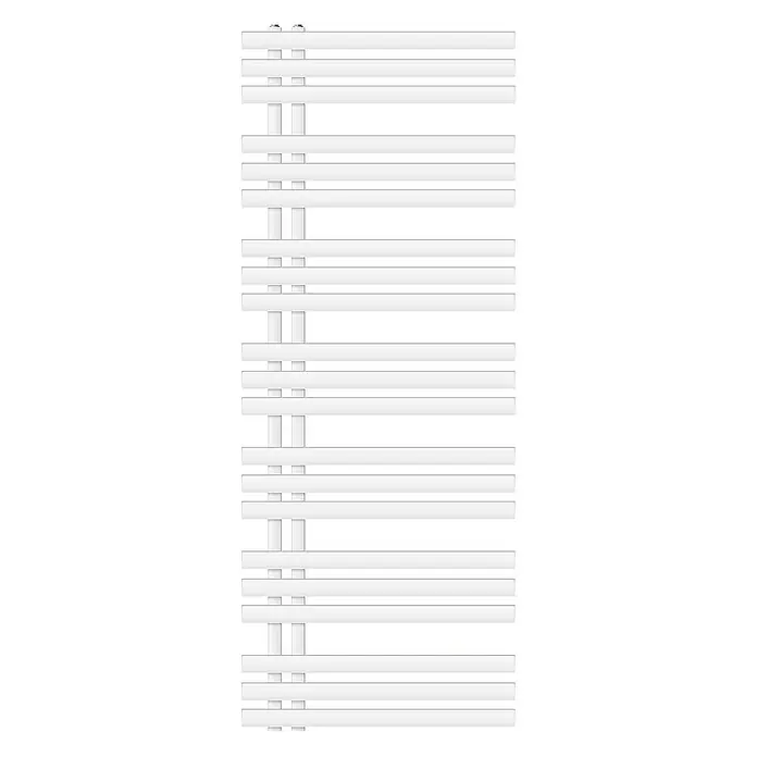 LuxeBath Badheizkörper Design Handtuchheizkörper Handtuchwärmer Mittelanschluss Radiator - B x H: 60 x 160 cm, Weiß - Ein schlanker, weißer Heizkörper mit horizontalen Lamellen, ideal für moderne Badezimmer und effiziente Wärmeverteilung. Elegantes Design.