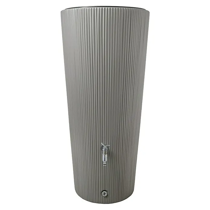 Garantia Classic Line Regenspeicher - 220 l, Zinkgrau - Dieser stilvolle graue Regenspeicher mit seinem einzigartigen Rillendesign bietet eine moderne Möglichkeit, Regenwasser zu sammeln.