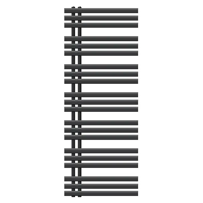 LuxeBath Badheizkörper Design Handtuchheizkörper Handtuchwärmer Mittelanschluss Radiator - B x H: 60 x 160 cm, Anthrazit - Ein Heizkörper mit horizontalen Streben und vertikalen Stützen in einem modernen Design für eine stilvolle Wärmeabgabe im Raum.