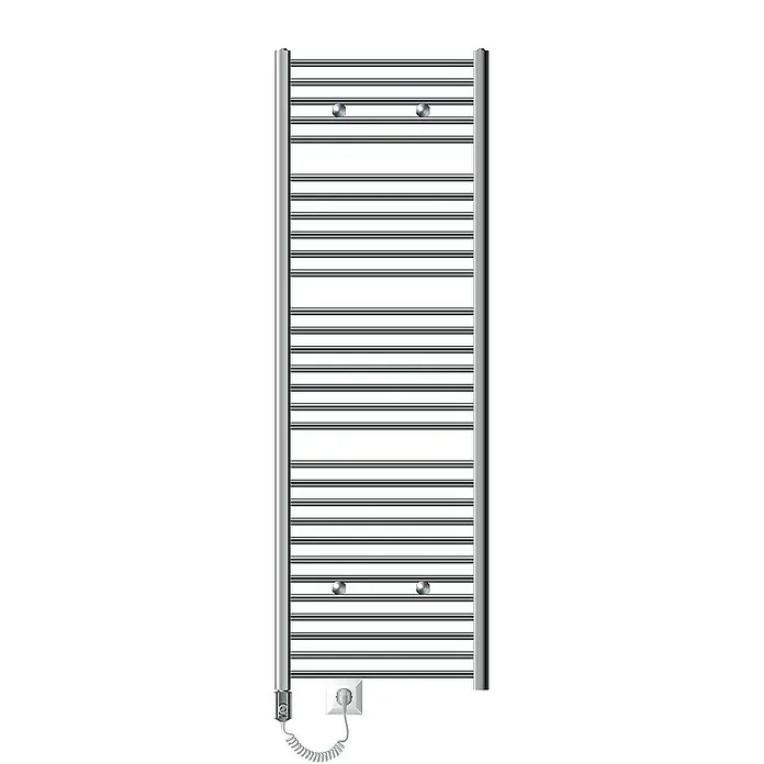 LuxeBath Elektro-Badheizkörper Handtuchwärmer Elektrisch Seitenanschluss mit Heizstab 1200W gerade - B x H: 60 x 180 cm - Handtuchwärmer in Silberoptik mit horizontalen Stangen und Anschluss für die Steckdose, ideal für Badezimmer.