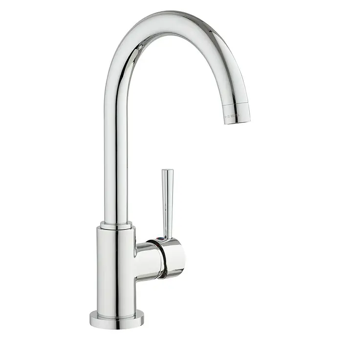 Camargue Merida SpültischarmaturSchwenkbar, Chrom, Glänzend - Eleganter Chrom-Küchenarmatur mit hohem Auslauf und Einhebelmischer für stilvolle Küchen.