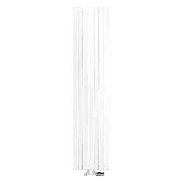 LuxeBath Badheizkörper Vertikal Paneelheizkörper Handtuchwärmer mit Eckform Thermostatventil - B x H: 37 x 180 cm, Weiß - Ein vertikaler Heizkörper in Weiß ist abgebildet, der eine moderne und effiziente Heizlösung für Innenräume darstellt.