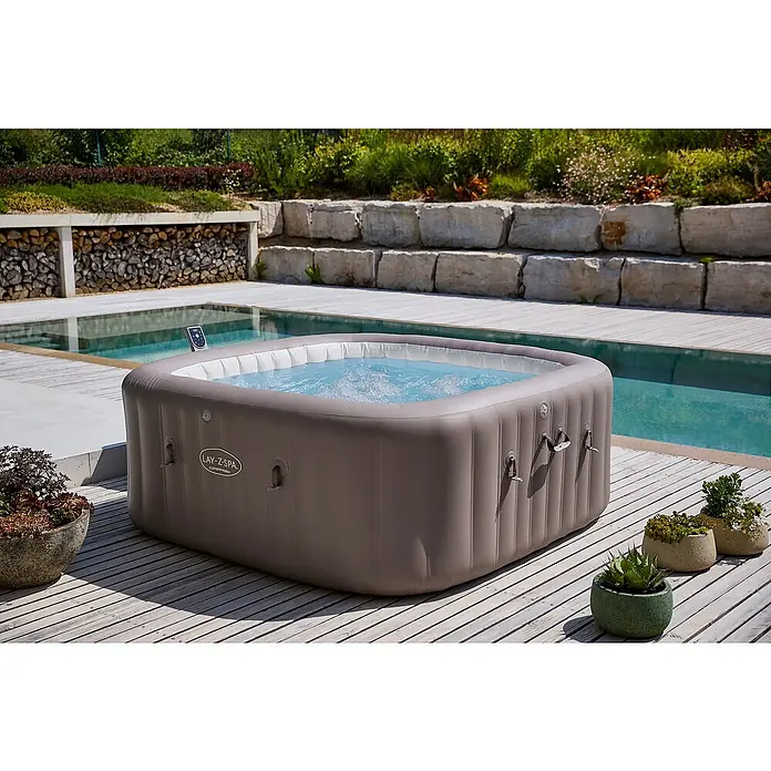 Bestway Lay-Z-Spa Mobil-Whirlpool Copenhagen Hydrojet - L x B x H: 201 x 201 x 80 cm, Grau, 1.050 l - Entspannen Sie sich im Luxus mit dem Lay-Z-Spa Whirlpool. Genießen Sie ultimative Entspannung mit diesem tragbaren und einfach einzurichtenden Spa.