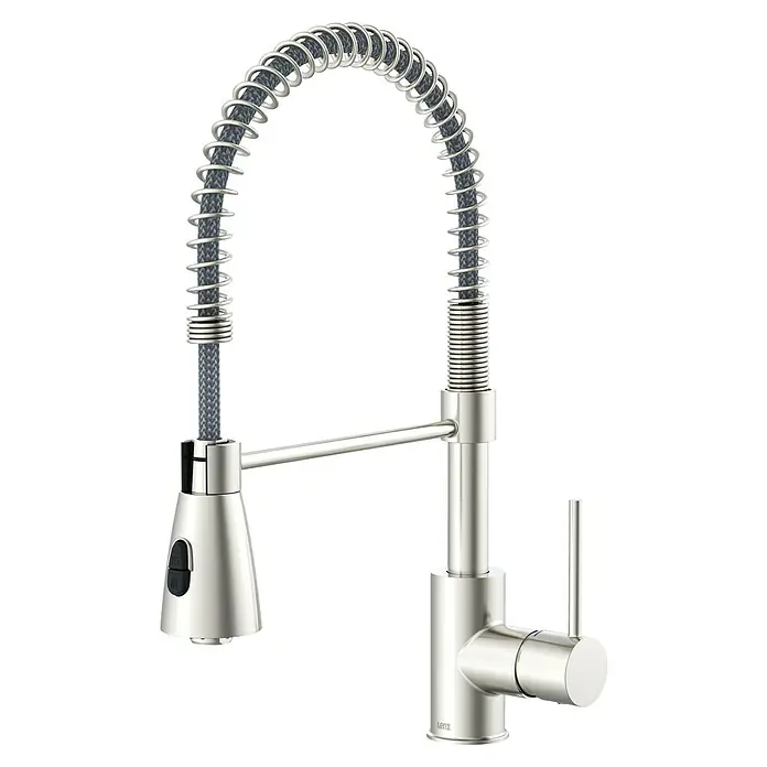 Lenz Spültischarmatur Kalani 2 - Nickel, Matt, Höhe: 46 cm, Messing - Eine Küchenarmatur aus gebürstetem Nickel mit einem flexiblen Auslauf und Einhebelmischer. Das Design ist modern und funktional.
