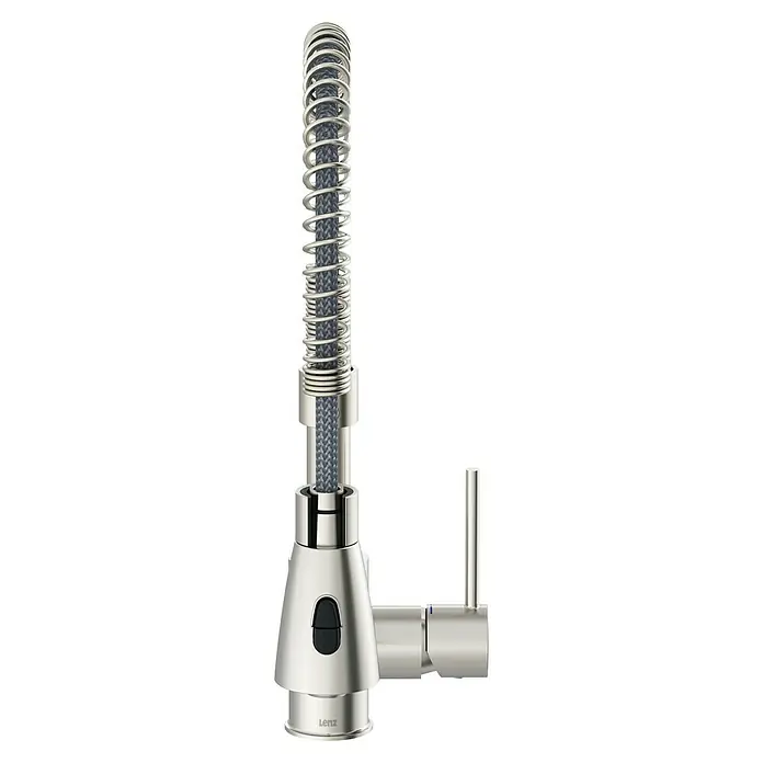 Lenz Spültischarmatur Kalani 2 - Nickel, Matt, Höhe: 46 cm, Messing - Ein eleganter LENZ Küchenarmatur in gebürstetem Nickel mit praktischer Zugbrause für flexible Nutzung in der Küche.