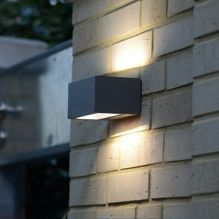 Lutec Aplique exterior LED Gemini (2 luces, 9 W, Blanco neutro, IP54 (unidad exterior), Antracita)