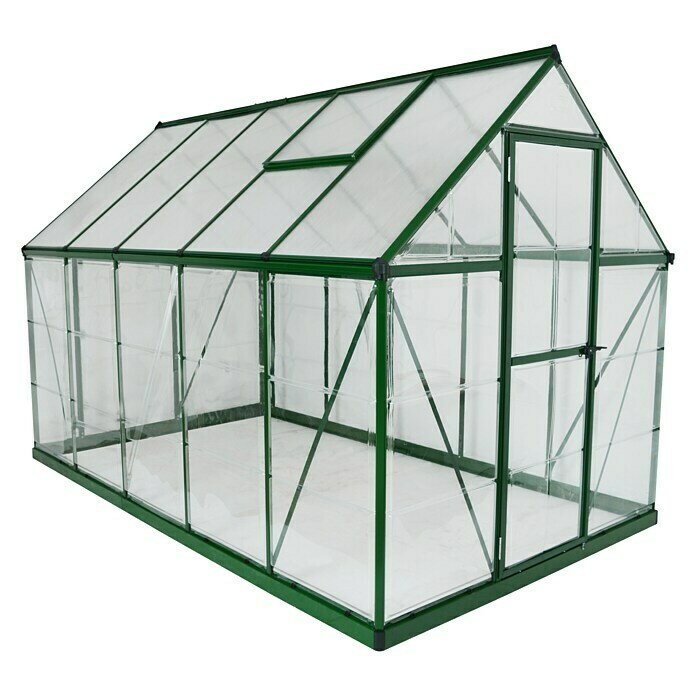 Palram Invernadero (3,06 x 1,85 x 2,08 m, Policarbonato, Espesor del vidrio de las paredes laterales: 0,75 mm, Verde)