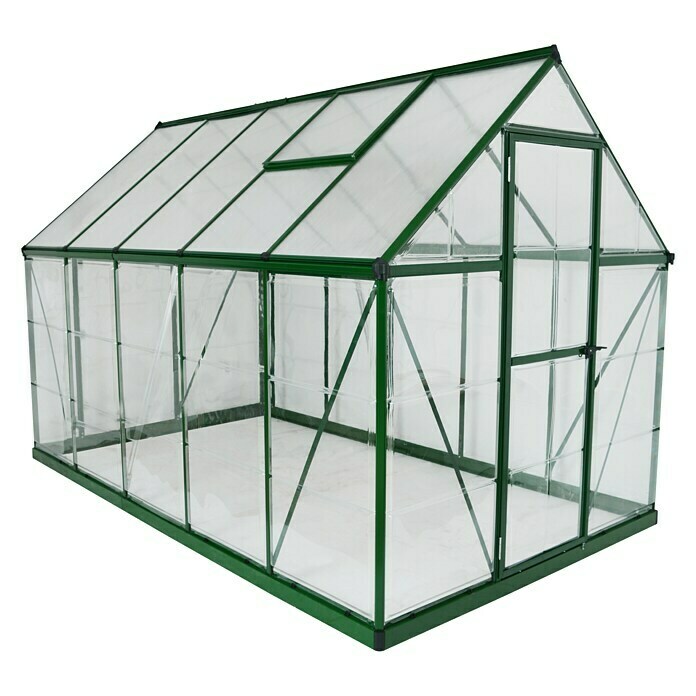 Palram – Canopia Gewächshaus Hybrid3,06 x 1,85 x 2,08 m, Polycarbonat, Glasstärke Seitenwände: 0,75 mm, Grün Left Side View