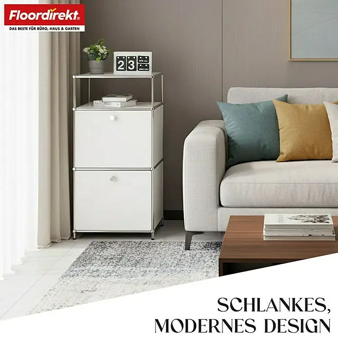 Floordirekt Metallregal Concept Epure MK-120 - 50 x 40 x 100 cm Weiß - H x B x T: 100 x 50 x 40 cm, Anzahl Böden: 4 Stk., Schrauben, Weiß - Elegantes, modernes Design mit diesem weißen Aufbewahrungsschrank mit Schubladen. Praktisch und stilvoll für jeden Raum.