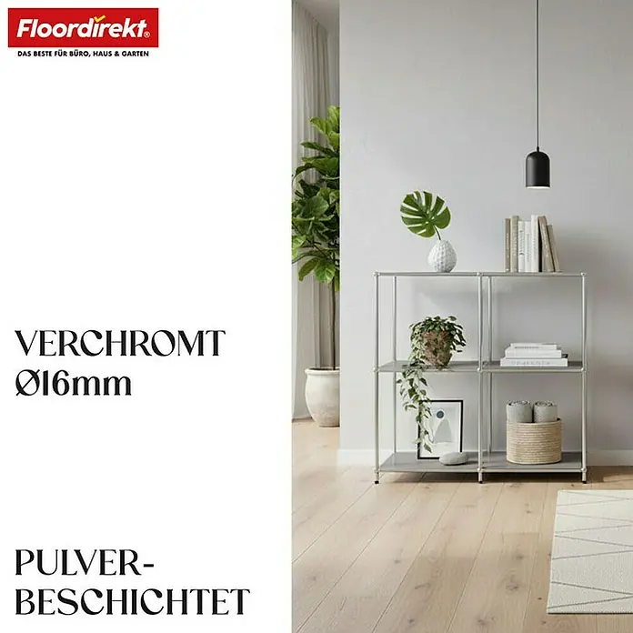 Floordirekt Metallregal Concept Epure MK-027 - 78 x 40 x 82 cm Grau - H x B x T: 82 x 78 x 40 cm, Anzahl Böden: 3 Stk., Schrauben, Grau - Das stilvolle, silberne Regal mit drei Ablagen ist ein Blickfang. Die Deko auf dem Möbelstück kommt ausgezeichnet zur Geltung.