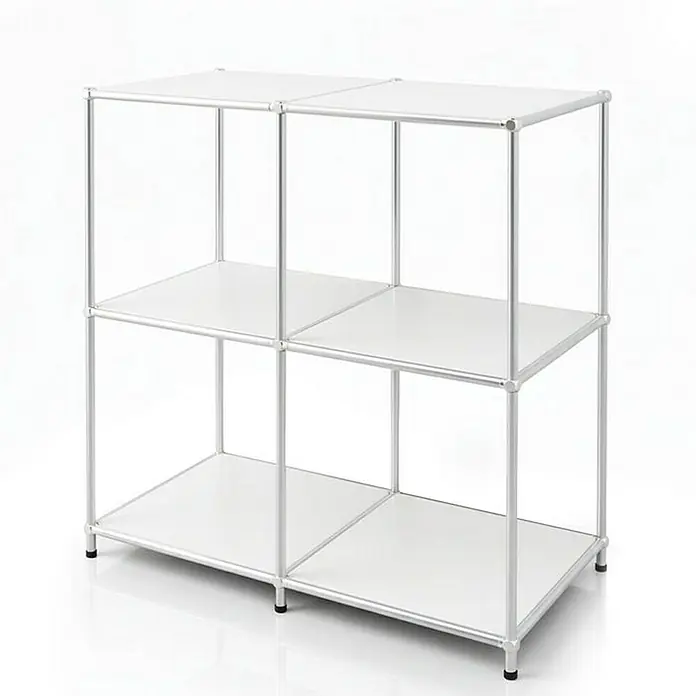 Floordirekt Metallregal Concept Epure MK-027 - 78 x 40 x 82 cm Weiß - Anzahl Böden: 3 Stk., Schrauben, Weiß - Ein modernes, weißes Regal mit drei Ebenen und einem schlichten, minimalistischen Design. Ideal für stilvolle Aufbewahrung im Wohnbereich.