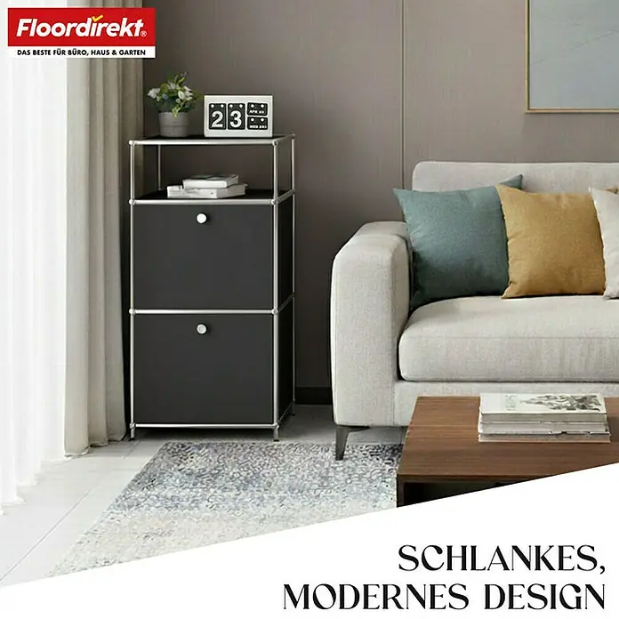 Floordirekt Metallregal Concept Epure MK-120 - 50 x 40 x 100 cm Schwarz - H x B x T: 100 x 50 x 40 cm, Anzahl Böden: 4 Stk., Schrauben, Schwarz - Ein eleganter, moderner Schrank von Floordirekt. Das perfekte Möbelstück für Büro, Haus und Garten.