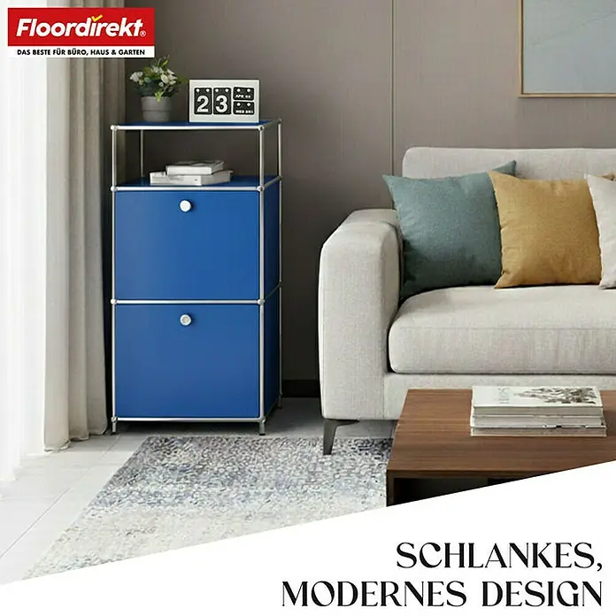 Floordirekt Metallregal Concept Epure MK-120 - 50 x 40 x 100 cm Blau - Anzahl Böden: 4 Stk., Schrauben, Blau - Elegantes blaues Regal im modernen Design. Das perfekte Möbelstück für Büro, Haus und Garten, bietet stilvollen Stauraum.