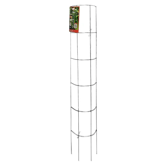 Bellissa Gurkenturm - Ø x H: 20 x 120 cm, Verzinkt - Metall-Pflanzgerüst zur Unterstützung von wachsenden Pflanzen im Garten, inklusive Produktverpackung mit Anwendungsbeispiel.
