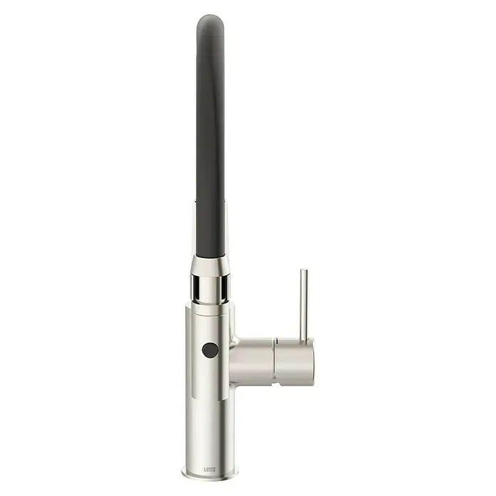 Lenz Spültischarmatur Nalu - Nickel/Schwarz, Matt - Lenz Küchenarmatur: Elegantes Design mit gebürsteter Oberfläche und flexiblem, schwarzem Auslauf. Ideal für moderne Küchen.