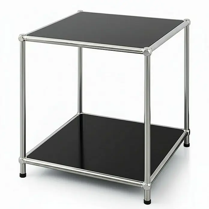 Floordirekt Metallregal Concept Epure MK-012 - 40 x 40 x 46 cm Schwarz - H x B x T: 46 x 40 x 40 cm, Anzahl Böden: 2 Stk., Schrauben, Schwarz - Moderner, quadratischer Beistelltisch mit schwarzer Platte und verchromtem Gestell für stilvolle Akzente in jedem Raum.
