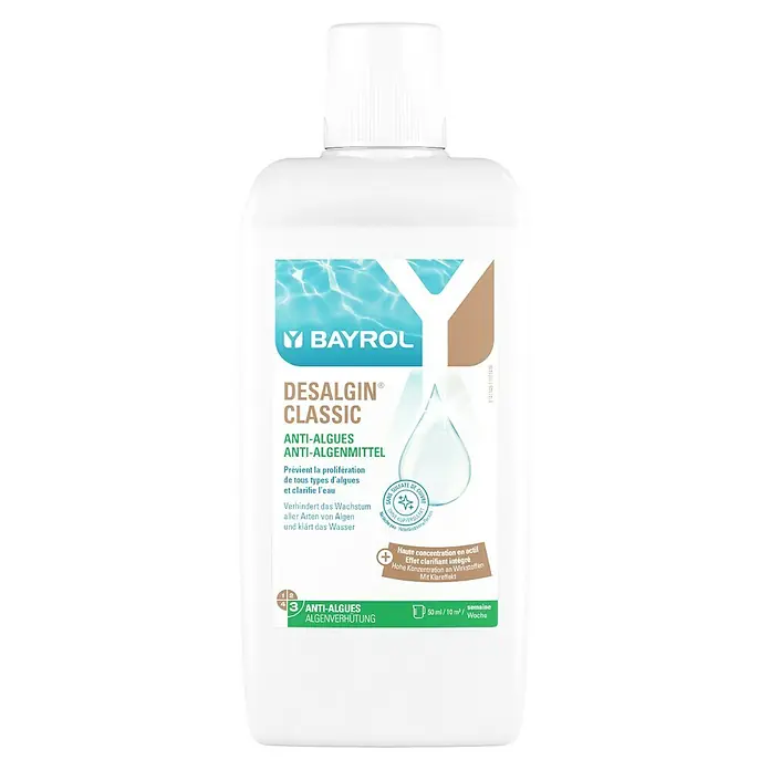 Bayrol Algizid Desalgin Classic - 1 l - Bayrol Desalgin Classic: Algenverhütung für klares Poolwasser, hochkonzentriert & kupfersulfatfrei für effektiven Schutz.