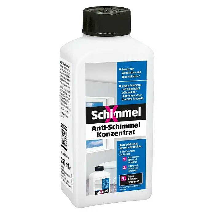 SchimmelX Konzentrat Anti-Schimmel - 250 ml - Flasche Schimmel Anti-Schimmel Konzentrat, Zusatz für Wandfarben und Tapetenkleister, ideal zur Schimmelbekämpfung und -prävention.