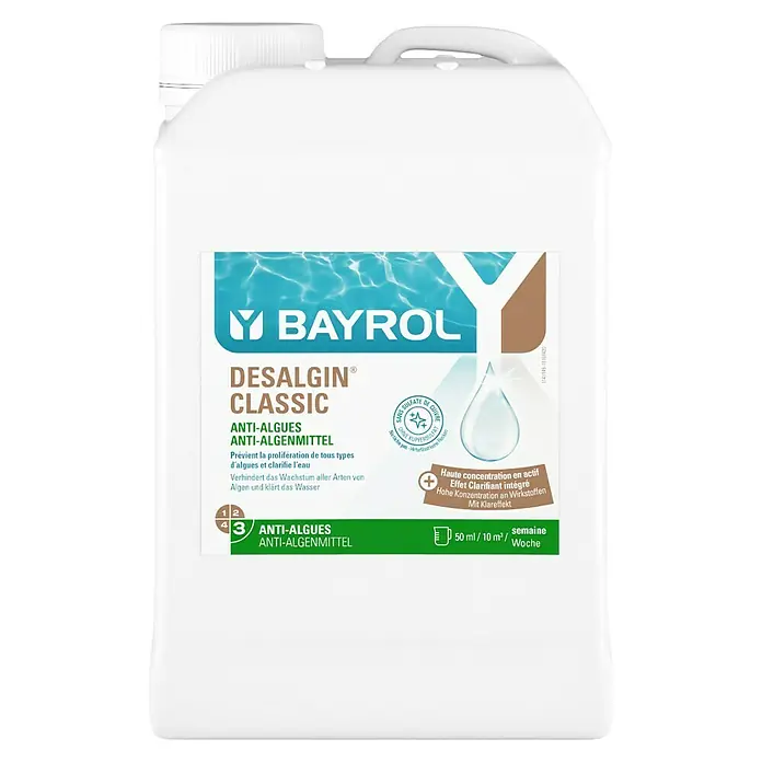 Bayrol Algizid Desalgin Classic - 3 l - Produktbild von Bayrol Desalgin Classic, ein Anti-Algenmittel zur Verhinderung von Algenwachstum und zur Klärung des Wassers.