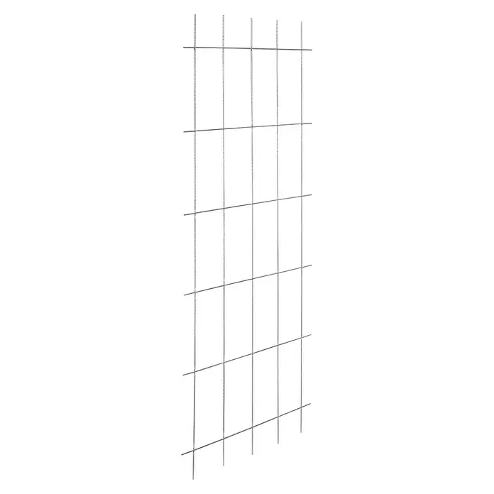 Bellissa Wandspalier - 75 x 150 cm, Materialstärke: 5 mm, Anzahl Streben: 5 Stk., Silber - Detailansicht eines Metallregals mit mehreren Ebenen und einer stabilen Konstruktion, ideal für Lagerung und Organisation.