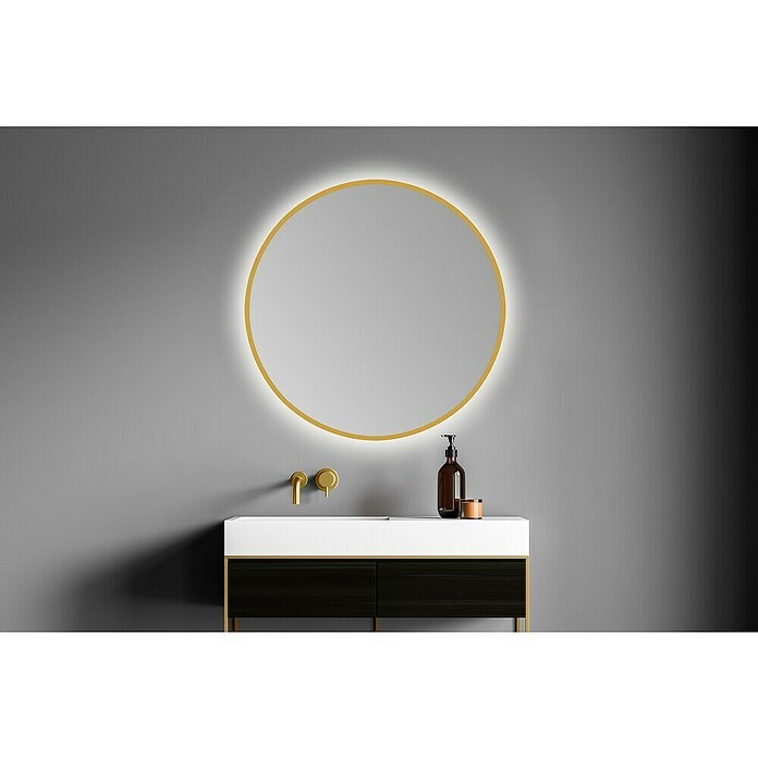 Bath Stage Espejo con luz B-953 (Diámetro: 60 cm, Oro, Blanco frío) | BAUHAUS