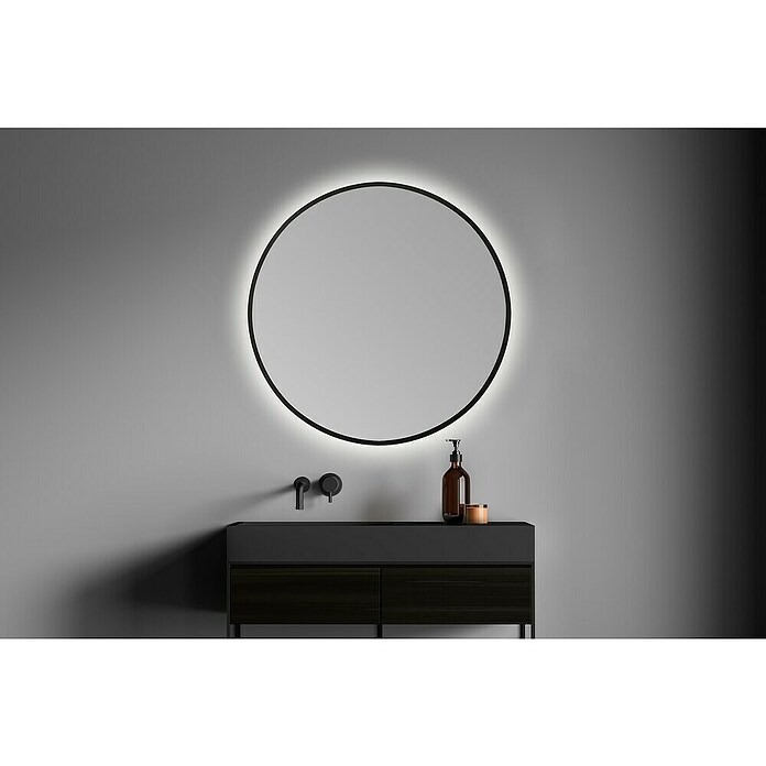 Bath Stage Espejo con luz B-953 (Diámetro: 60 cm, Negro, Blanco frío) | BAUHAUS