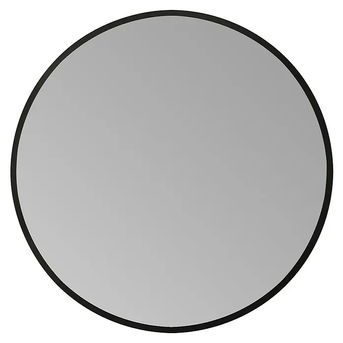 Bath Stage Espejo con luz B-953 - Diámetro: 80 cm, Negro, Blanco frío - Un espejo redondo con un marco negro y delgado, que ofrece un toque moderno y elegante a cualquier espacio.