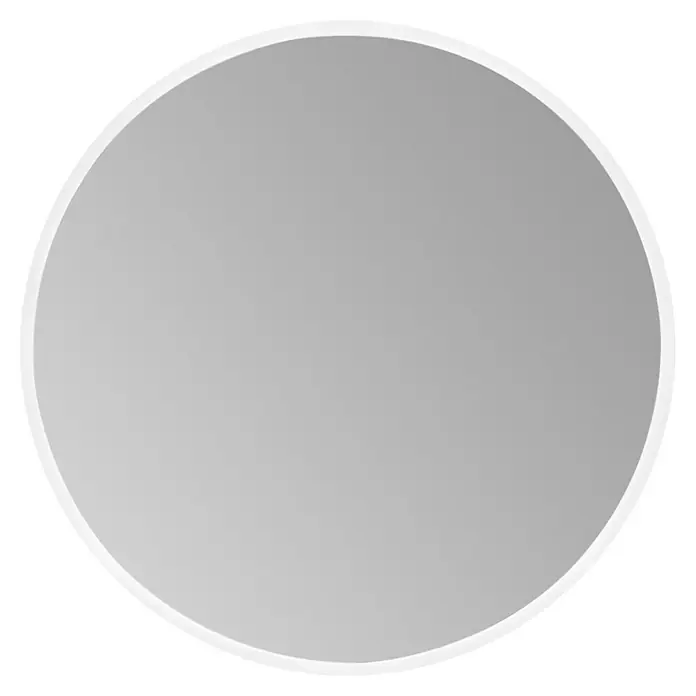 Bath Stage Espejo con luz B-953 - Diámetro: 60 cm, Ácido, Blanco frío - Círculo gris sobre fondo negro, que ofrece un elemento de diseño moderno y elegante para diversas aplicaciones.