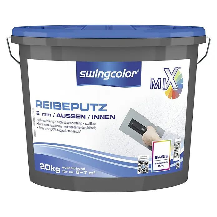 swingcolor Mix Dekoputz Reibeputz zum Mischen lassen - Basismischfarbe 5, Körnung: 2 mm, 20 kg, Konservierungsmittelfrei - Eimer Reibeputz von Swingcolor MIX für den Innen- und Außenbereich. Gebrauchsfertig, hoch strapazierfähig und wasserdampfdurchlässig.