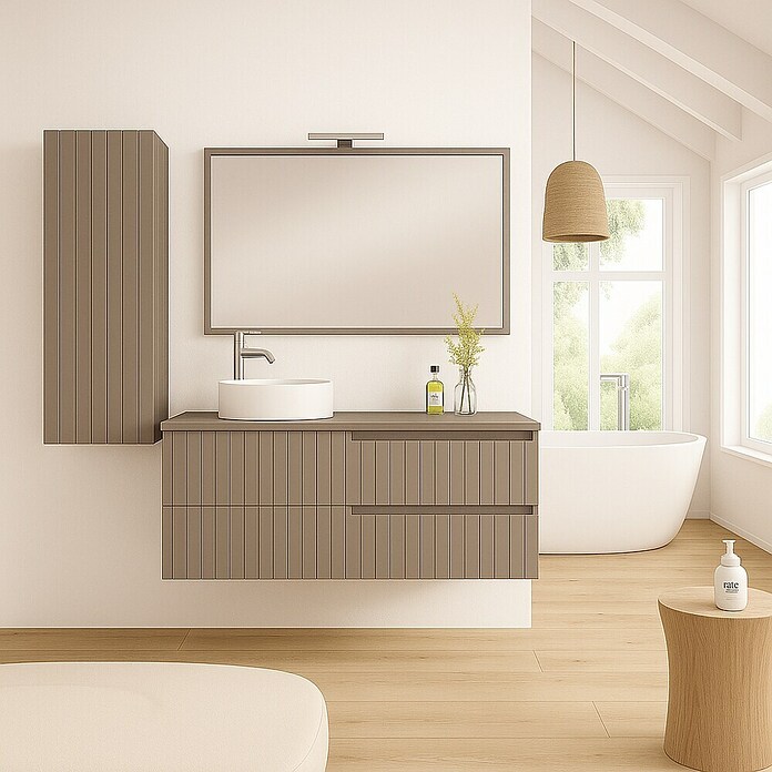 Mueble de lavabo Claire (L x An x Al: 45 x 120 x 50 cm, Moka, 1 seno, sobreponer, salida izquierda) | BAUHAUS
