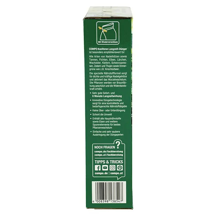 Compo Langzeitdünger Koniferen - 850 g - COMPO Koniferen Langzeit-Dünger mit Wiederverschluss. Für gesunde Nadelgehölze und bestes Wachstum.