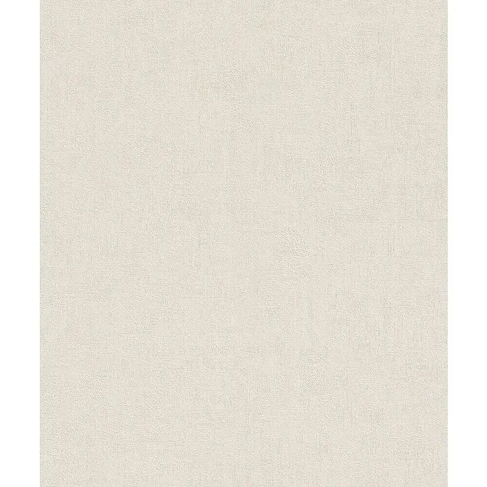 Rasch Vliestapete - Beige, Uni, 10,05 x 0,53 m, Schimmernd - Detailaufnahme einer strukturierten, cremefarbenen Tapete, die eine subtile Eleganz und Wärme in jeden Raum bringt. Ideal für eine ruhige Atmosphäre.