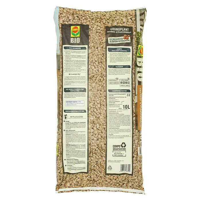 Compo Bio Pflanzgranulat Granuplant® - 10 l - COMPO BIO Granuplant Drainage- & Pflanzgranulat Sack. Das nachhaltige Blähton-Alternative für den Garten- und Pflanzenbereich.