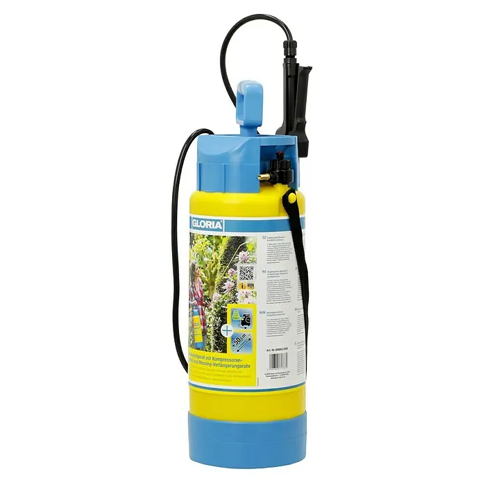 Gloria Drucksprühgerät Primex 5 mit Messing Verlängerungsrohr - 5 l - Gloria Drucksprühgerät mit Kompressoranschluss und Messing-Verlängerungsrohr, ideal für Garten und Pflanzenpflege.